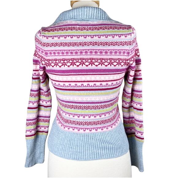 Oleana of Norway Wool Silk Fair Isle Cardigan XS/S | Nordic Designer Sweater - Picture 2 of 16